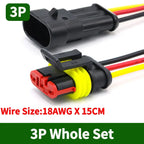 5/20/100Sets AMP Type 1.5 Series Automotive Waterproof Connector Plug Socket HID Male&Female 15CM Wire Harness 1P/2P/3P/4P/5P/6P