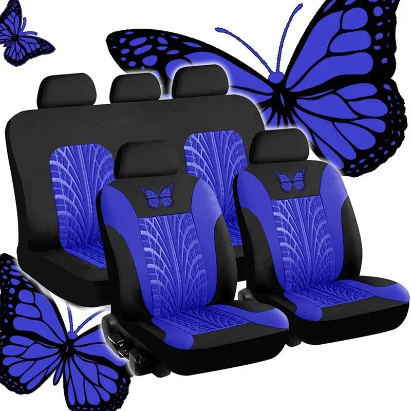 Car Seat Covers Set Universal Fit Most Cars with Butterfly Pattern Tire Track Detail Styling Protector Covers for the Car Amagi