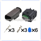 3Pin Connectors Waterproof 0.6mm Male Female Connector Automotive Wiring Connector Cable Socket 1J0972483 9-967081-1 968402-1