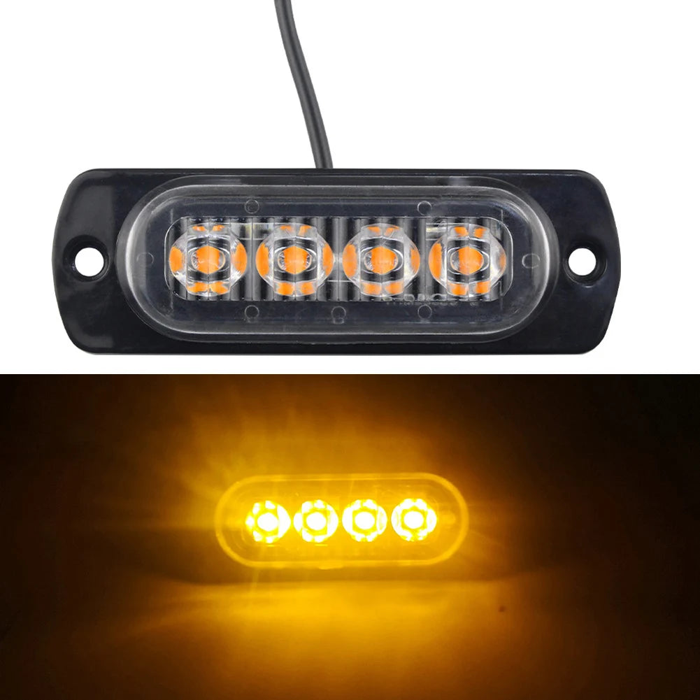 1PC 4Leds Car Light Grill Light Car Truck Trailer Beacon Lamp LED Side Light Car Grill Breakdown Light Lamp LED