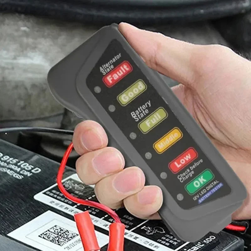 Universal 12V Digital Battery and Alternator Tester Compact Car/Motorcycle Diagnostic Tools with Accurate Measurement amagi