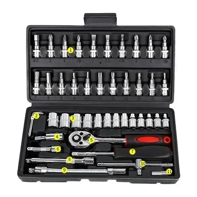 Repair Tool Set 46 Pieces/set Socket Set Automotive Repair Wrench Torque Wrench Combination Automotive Repair Tool Set Amagi