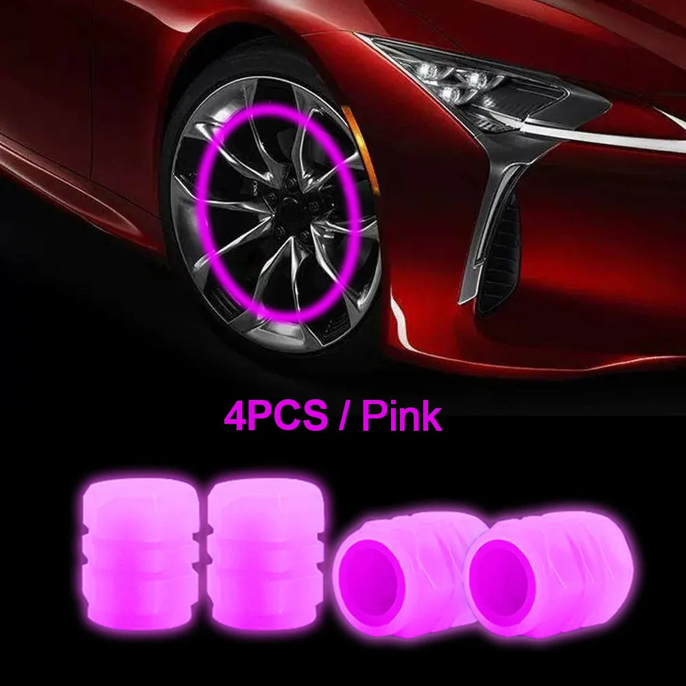 Mini Car Tire Valve Caps Luminous Valve Stem Caps Universal Fluorescent Tyre Nozzles Cover Tyre  wholesale
