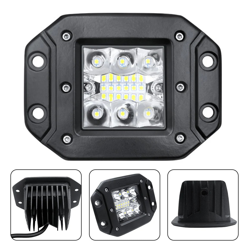 Car LED Work Light Flush Mount Bar OffRoad 12V 24V Spot Flood LED Light Bar LED Daytime Running Lights Car Tuning Accessories