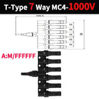 1/5/20/100 Sets PV T Branch Photovoltaic Solar Connector 1000V 30A Male Female 1 To 2/3/4/5/6 PV Plug 2/3/4/5/6IN 1OUT Adapter