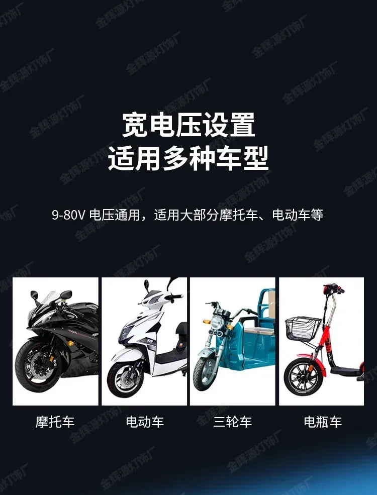 Motorcycle LED Spotlight White Red Blue Flashing Strobe Light High Low Beam DRL External Headlight With Bracket Amagi