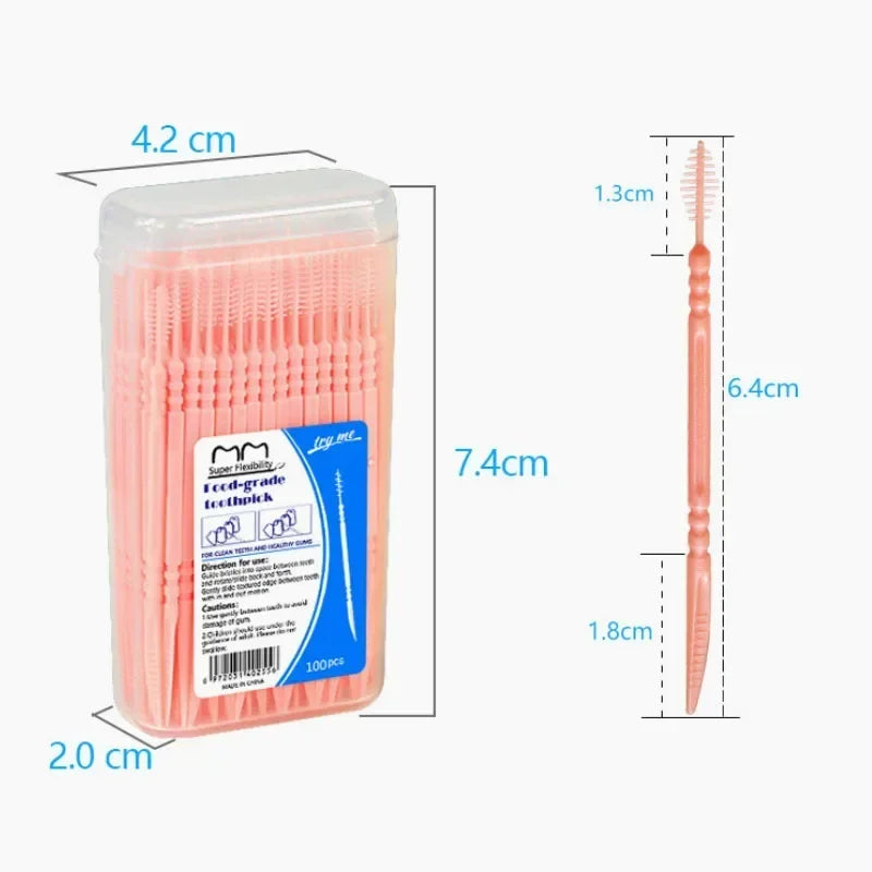 Brush Teeth Picking 100 PCs Boxed Plastic Toothpick Disposable Household Interdental Dental Floss Disposable Toothpick Amagi