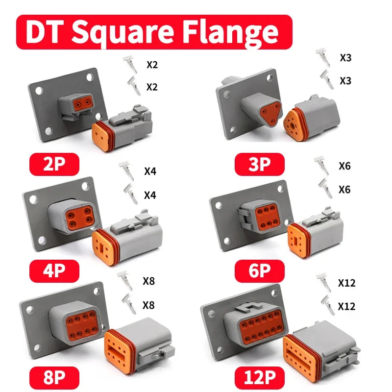 5/10/20Sets Deutsch Type DTM/DT/DTP/DT13/DT15 Waterproof Connector With Terminal Male Female Plug&Socket DTM04-2/3/4/6/8/12P