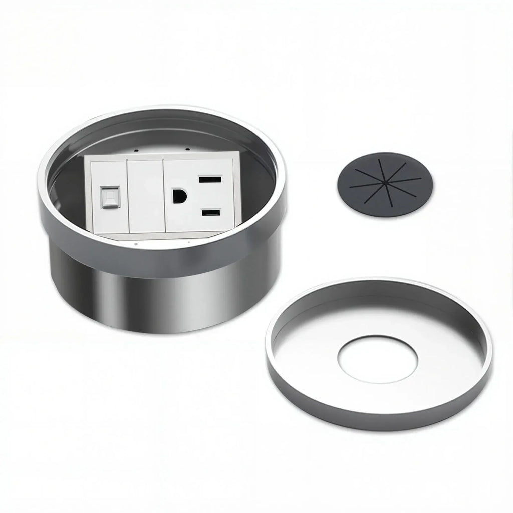 Embedded Hidden Ground Plug Flush Design Stainless Steel Compressive Anti-Rust Anti-Corrosion Home Office Indoor Socket Outlet
