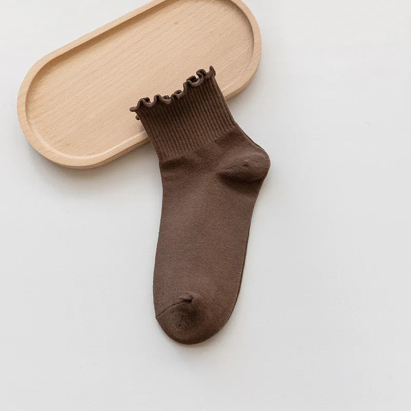 Socks Women's Mid-tude Autumn Fashion Ins Wooden Ear Socks Japanese Pile Pile Socks Preppy Sweet Socks For Women Amagi