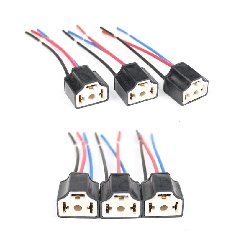 1PC H4 Three Holes Ceramic Wire Wiring Car Head Light Bulb Lamp Harness Socket Plug Hot Sale Auto h4 connector plug car products