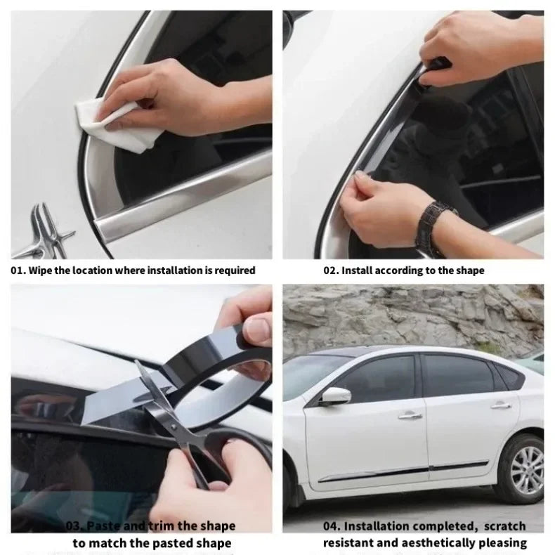 PVC Car Edge Protector Sticker Universal Fit for Automotive Window Trim and Side Molding DIY Bodywork Decoration Black Line Tape