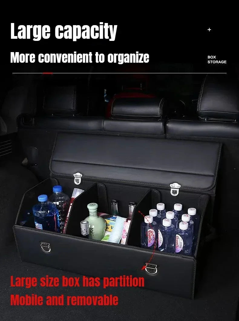 Car Trunk Organizer Box Large Capacity Auto Multiues Tools Storage Bag Stowing Tidying Leather Camping Outdoor Car Storage Bags