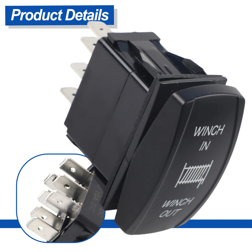 1 PC Winch IN OUT  Switch LED Rocker UTV Truck Boat 7 Pin  Switch Boat-shaped Switch For  Car Marine Truck Camper  Accessorie