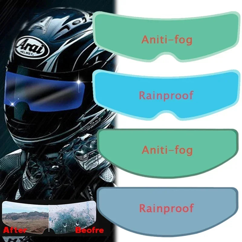 Crystal-Clear Helmet Anti-Fog Film–Nano Rain-Repellent Visor Shield for Day/Night Riding, Zero Distortion, Easy DIY Application