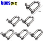 Stainless Steel D Link Shackle Ring Hooks Lifting Shackle Lock Wire Rope Clips D-Type Rigging Shackle Hooks Boat Hardware Tools