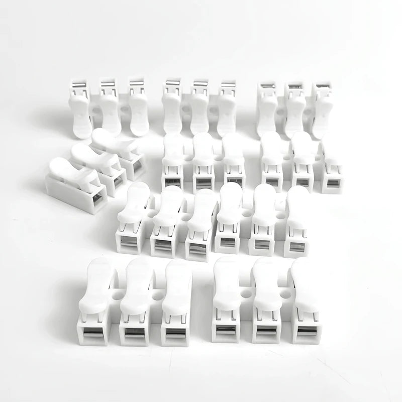 100PCS CH2 CH3 Quick Push Wire Connector, 2Pin 3Pin Spring Loaded Terminal Block,Flame Retardant Electrical Connector for Wiring