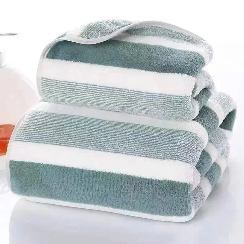 Car Large Coral Fleece Towel Set Soft and Absorbent Adult Shower Contemporary Striped Super Soft Quick-Dry Towels Bath Amagi