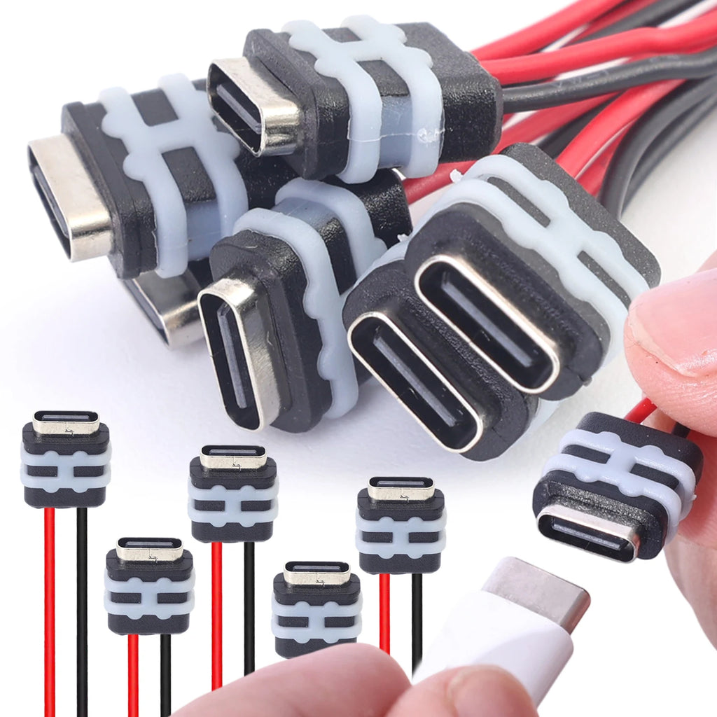 2Pin Waterproof USB C Female Socket Panel Mount Connector for Auto Smart Devices Household Appliances Medical Equipment  5/1pcs