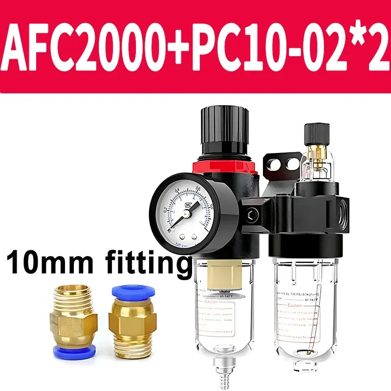 1/5/20 Sets AFC2000 1/4 Air Compressor Oil Water Separator Filter Regulator Trap with Pressure Reducing Valve for Airbrush