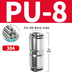 304 Stainless Steel Pneumatic Quick Connect Fitting PG PU 4 6 8 10mm for Air Compressor Gas Pipe Hydraulic Plug-In 10-50PCS