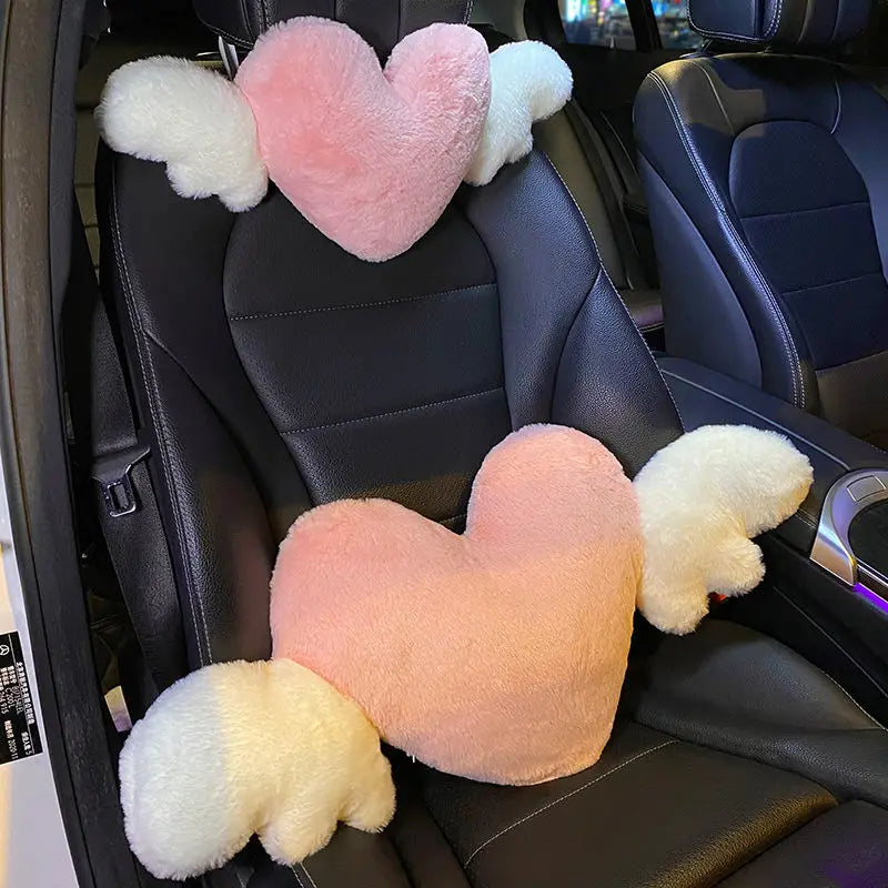Car head pillow neck pillow cute cartoon love heart back pillow waist pillow seat back cushion Automotive Car Accessories New
