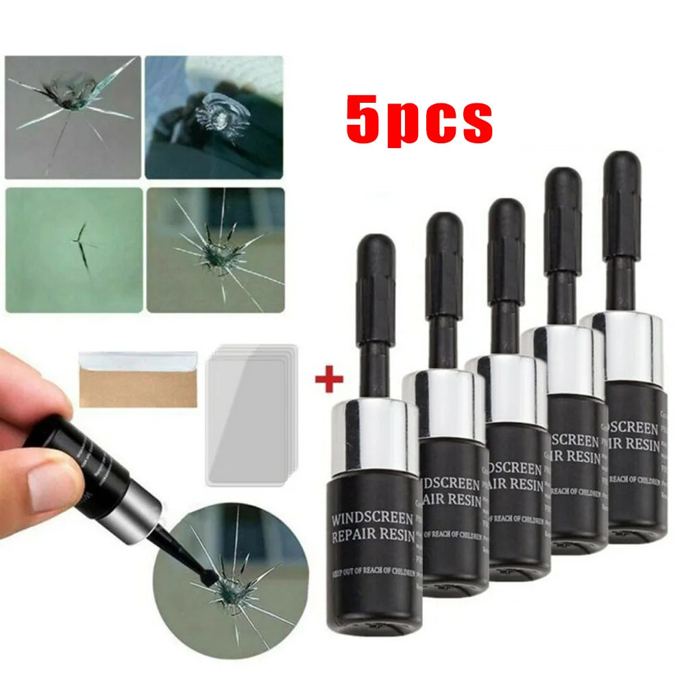 5PCS Automotive Windshield Glass Crack Nano Repair Fluid Car Resin Scratch Crack Restore Fluid Glass Curing Glue Car Accessories