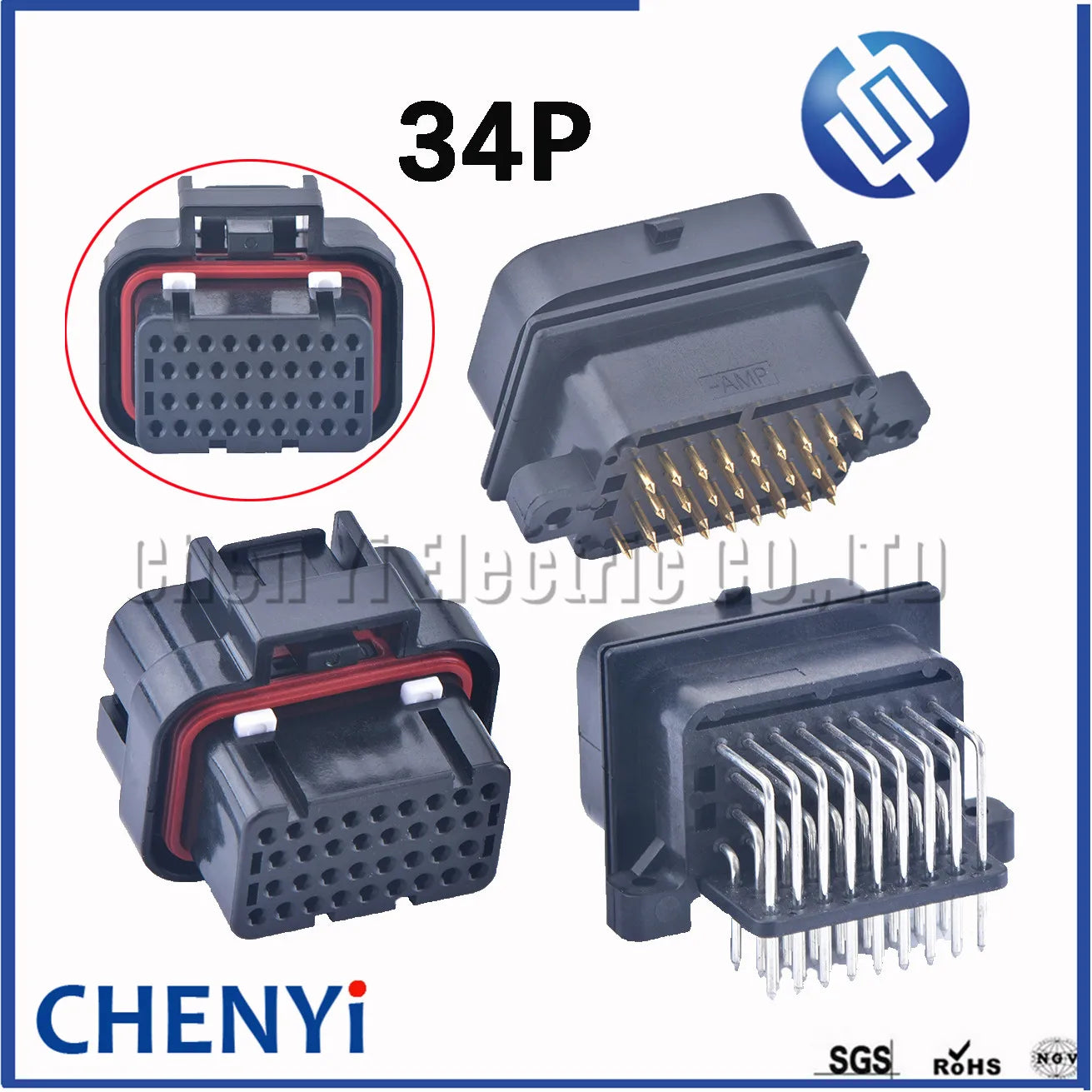 34 Pin 3-1437290-9 1.0mm Series ECU Auto Connector Electrical PCB Computer ECU Connector 64327288-2 4-1437290-1