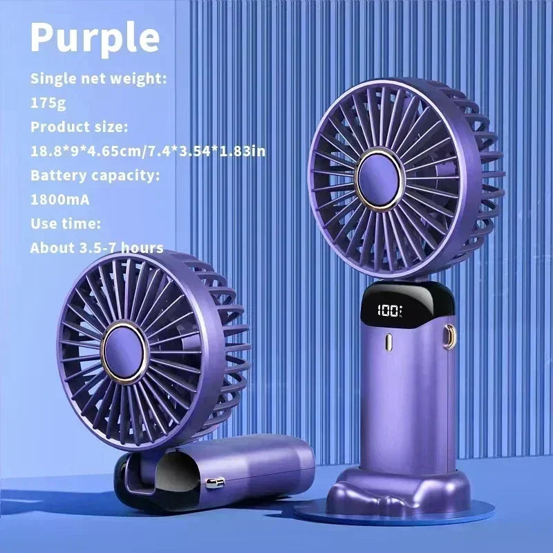 Car 3 in 1 Portable Fan Handheld Neck Desk Fan 5 Speed Digital Display Ultra Quiet Makeup Fan for Women Desktop Clip Office Amag