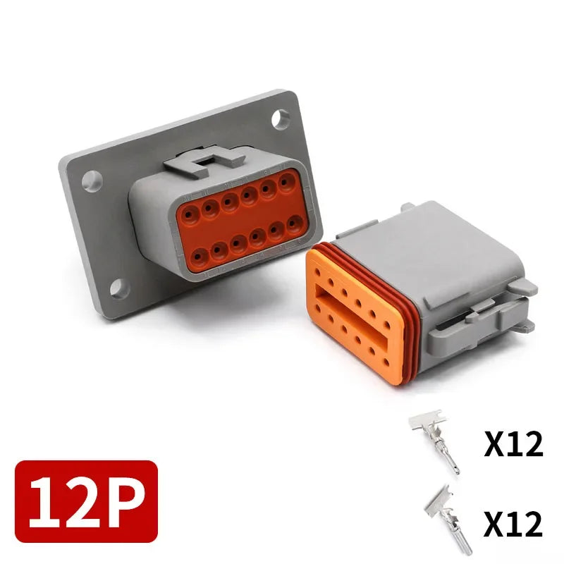 Deutsch DT/DTM/DTP/DTF Series Waterproof Connector 2-12Pin | Flange Mount for Automotive & Industrial Wiring Harness