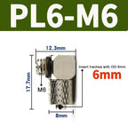 Mini Pneumatic Pipe Connector PC PL Screw Through Quick Fitting Fast Twist Joint ,Male Thread M3 M4 M5 M6 - Tube OD 3mm 4mm 6mm