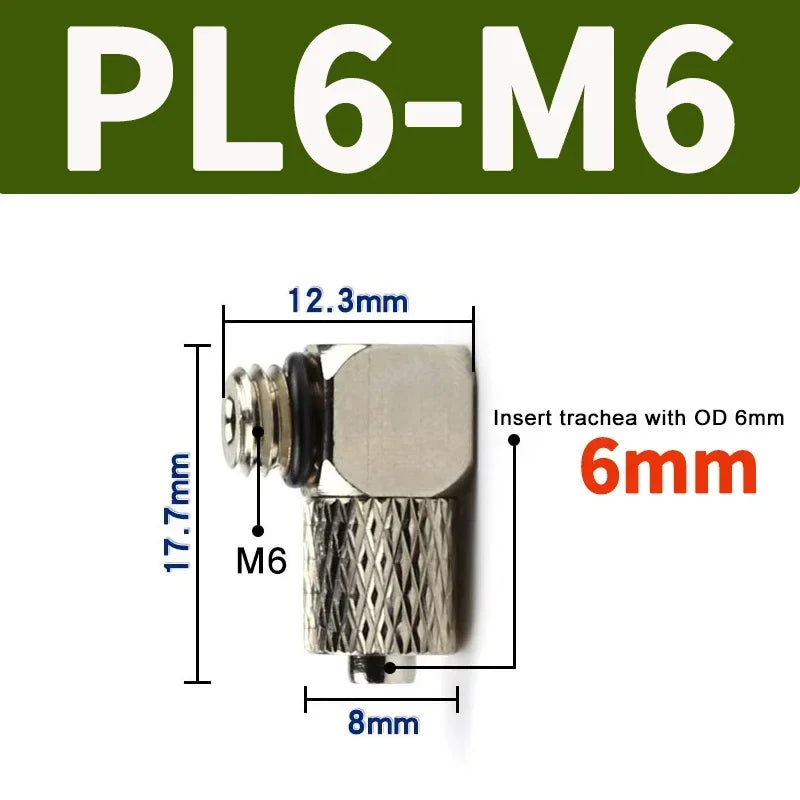 Mini Pneumatic Pipe Connector PC PL Screw Through Quick Fitting Fast Twist Joint ,Male Thread M3 M4 M5 M6 - Tube OD 3mm 4mm 6mm