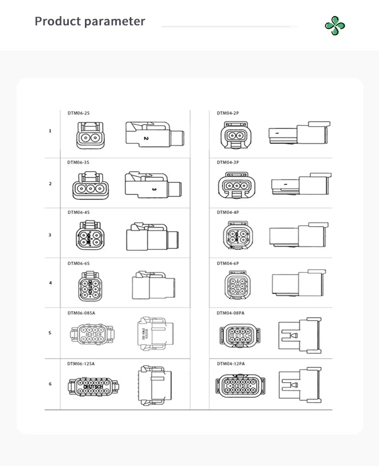 1 Set 2 3 4 6 8 12 Pin Deutsch DTM Car Electrical Cable Connectors Female Male DTM06 2 3 4 6 8 12S DTM04 Plug Wire Harness