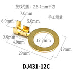 Round wiring plate, copper nose, OT terminal, pure copper H62, brass wiring nose, battery wire lugs, cold-pressed open nose