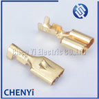 50/100pcs 6.3mm Female Crimp Terminal Connector Gold Brass Gilded Electric Wire Connectors pins Set H62 For Car Relay Speaker