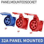 5Pcs Industrial Plug and Socket Waterproof Connector 3PIN 4PIN 5PIN 16A/32A  Waterproof Electrical Connection Wall Mount Socket