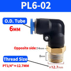 PL Push to Connect Tube Fitting Male Elbow PL4/6/8/10/12mm Tube OD x M5/01/02/03/04 Thread Pneumatic Air Push Fit Lock Fitting