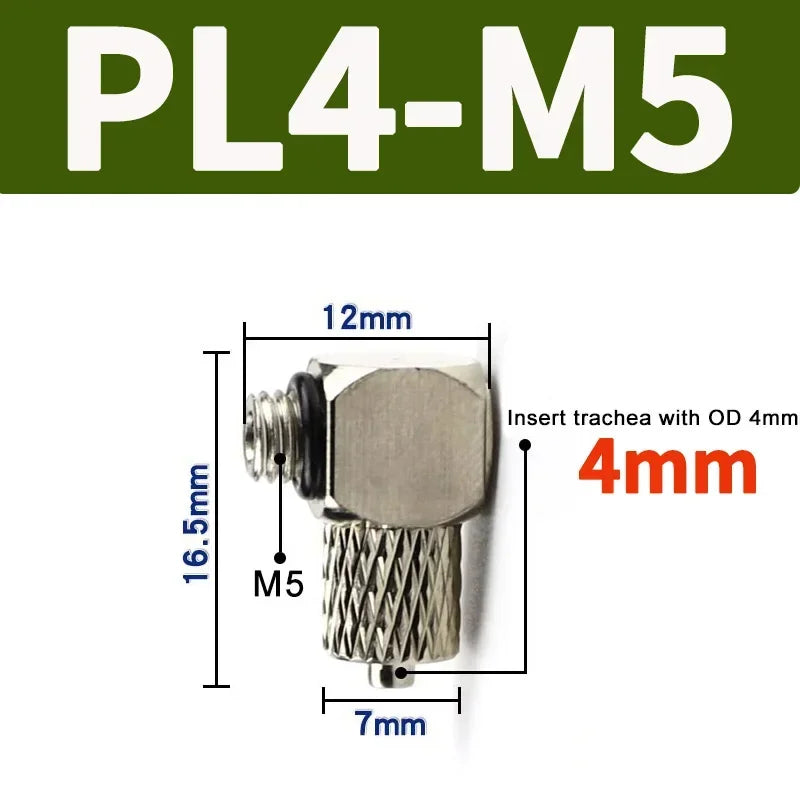 Mini Pneumatic Pipe Connector PC PL Screw Through Quick Fitting Fast Twist Joint ,Male Thread M3 M4 M5 M6 - Tube OD 3mm 4mm 6mm