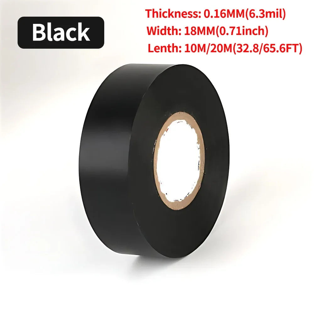 10/50/100 Rolls Electrical PVC Insulation Tape, Black Wire Wrapping Tape 10M/20M Length, 0.71 Inch Wide for Electrical Repair
