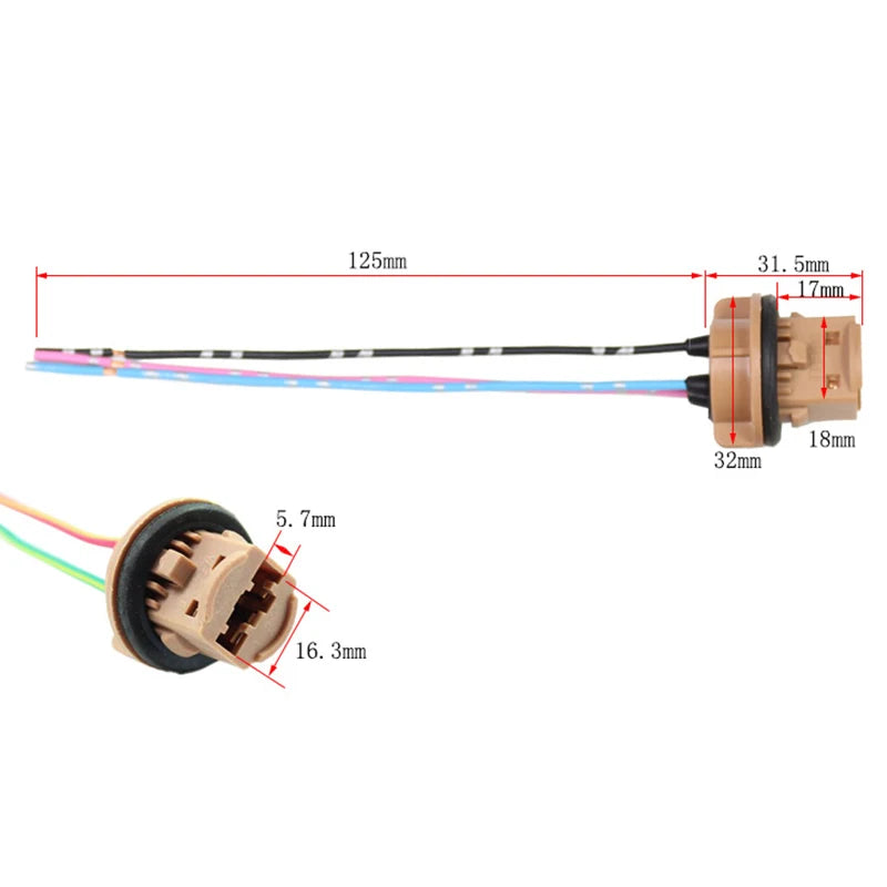1PC LED T20 Car Lamp Lights Bulb Socket Adapter Extension Connector Plug Bulb Holder Fits 7443 / T20 / W21 / 5W / W3x16q Holder