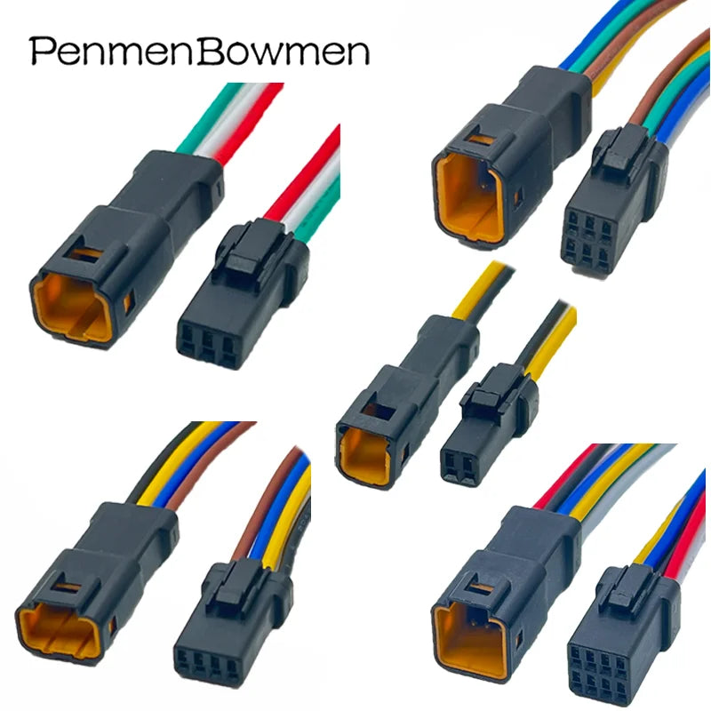1 Set 2 3 4 6 8 Pin JST Miniature Small Current Rearview Mirror Black Electrical Connectors Wire Harness Plug for Motorcycle