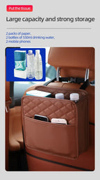 2/1pcs Multifunction Car Seat Hanging PU Leather Storage Bag Organizer Rear Seat Hanging Pouch Tissue Box Trash Dustb Accessorie