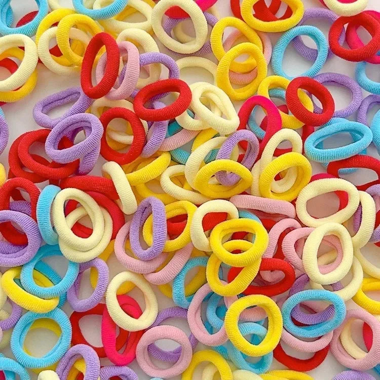 100/300PCS Colorful Basic Nylon Ealstic Hair Ties for Girls Children Ponytail Hold Scrunchie Rubber Band Kids Basic Hair Amagi