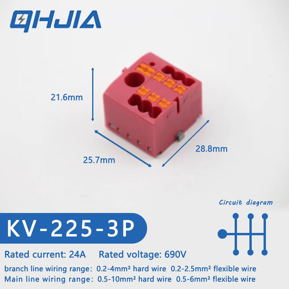 1 in Multiple Out Electrical Splitter Wire Connector Plug-in Terminal Block for Home Light Wiring Guide Rail Junction Box
