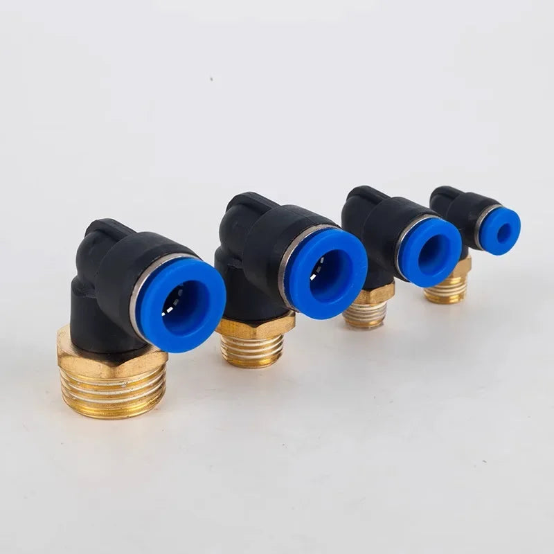 PL Push to Connect Tube Fitting Male Elbow PL4/6/8/10/12mm Tube OD x M5/01/02/03/04 Thread Pneumatic Air Push Fit Lock Fitting