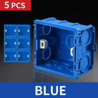 Type 86 Recessed Electrical Wall Back Box – Switch & Socket Mounting Box with Wire Slots, White/Blue, 5pcs