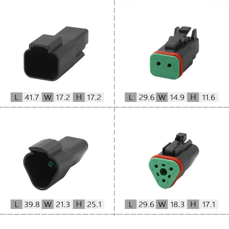 DT06-2S/DT04-2P Deutsch black connector Automotive waterproof wiring harness plug 12PB connector rubber shell with terminal