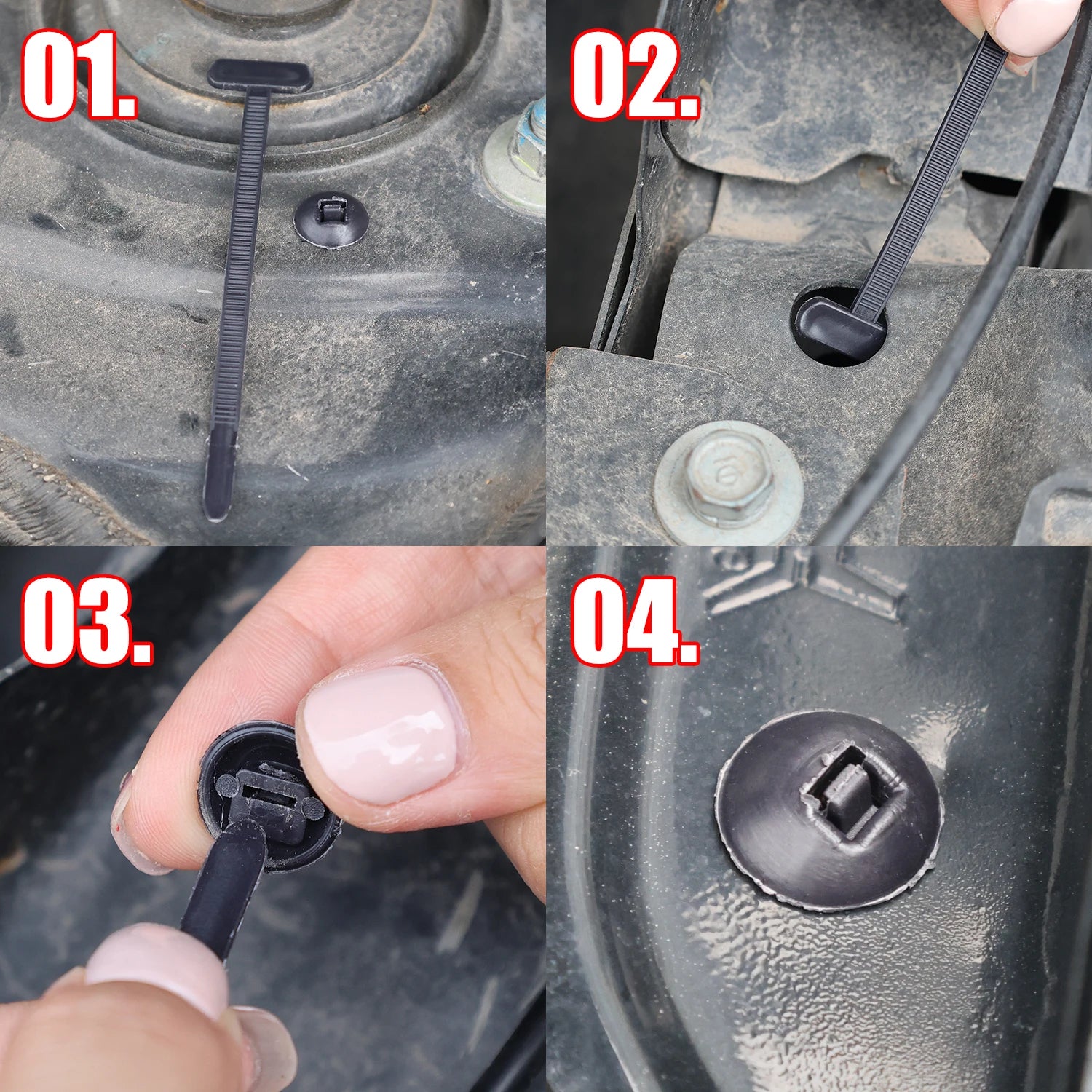 Universal Nylon Cable Tie Buckle Auto Fastener Screw Replacement Clip Car Fender Trunk Engine Guard Panel Wire Management Secure