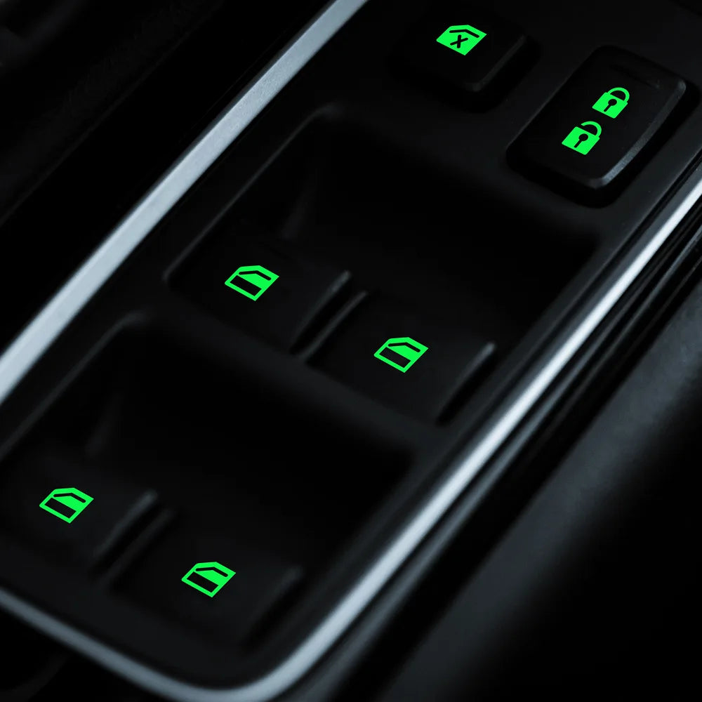 Luminous Car Window Button Sticker Night Glowing Lifting Switch Safety Decoration Stickers Door Window Lifter Switch Decals