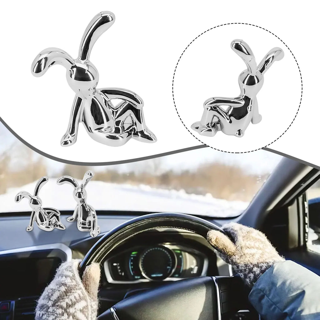 Cartoon Animal Rabbit Car Interior Center Console Decoration Personality Dining Table Desk Creative Props Accessories